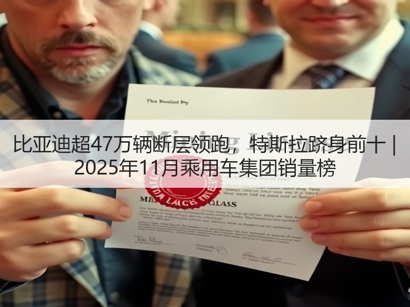 比亚迪超47万辆断层领跑，特斯拉跻身前十