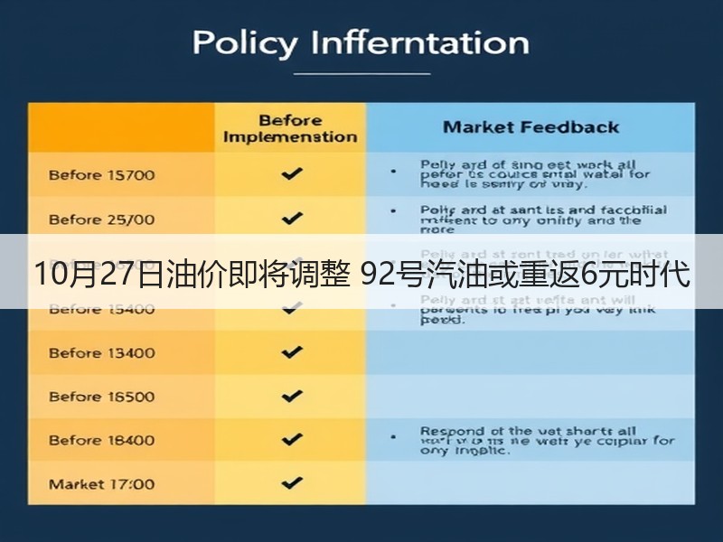 10月27日油价即将调整 92号汽油或重