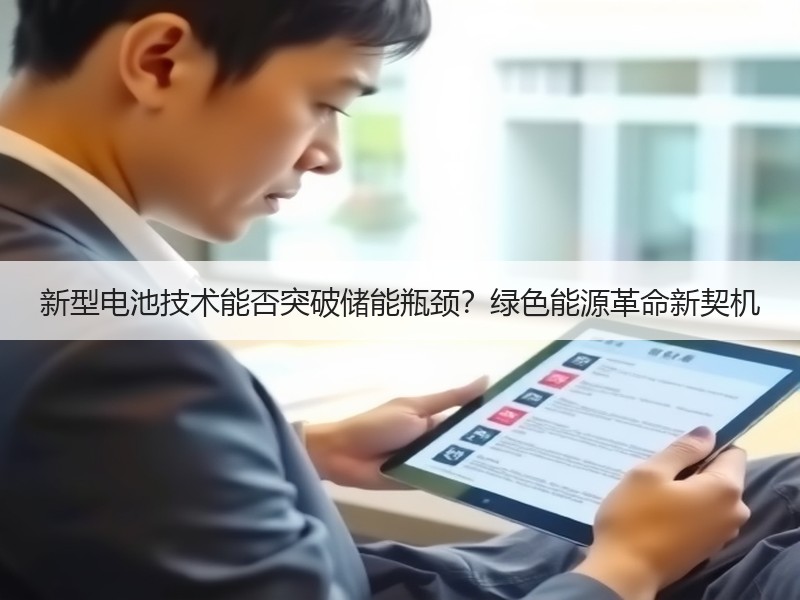 新型电池技术能否突破储能瓶颈？绿色能源革