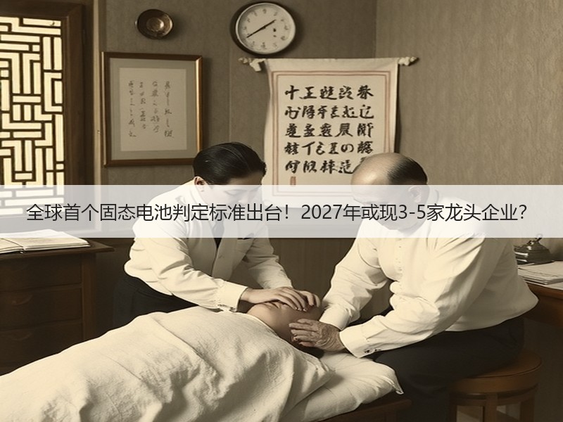全球首个固态电池判定标准出台！2027年